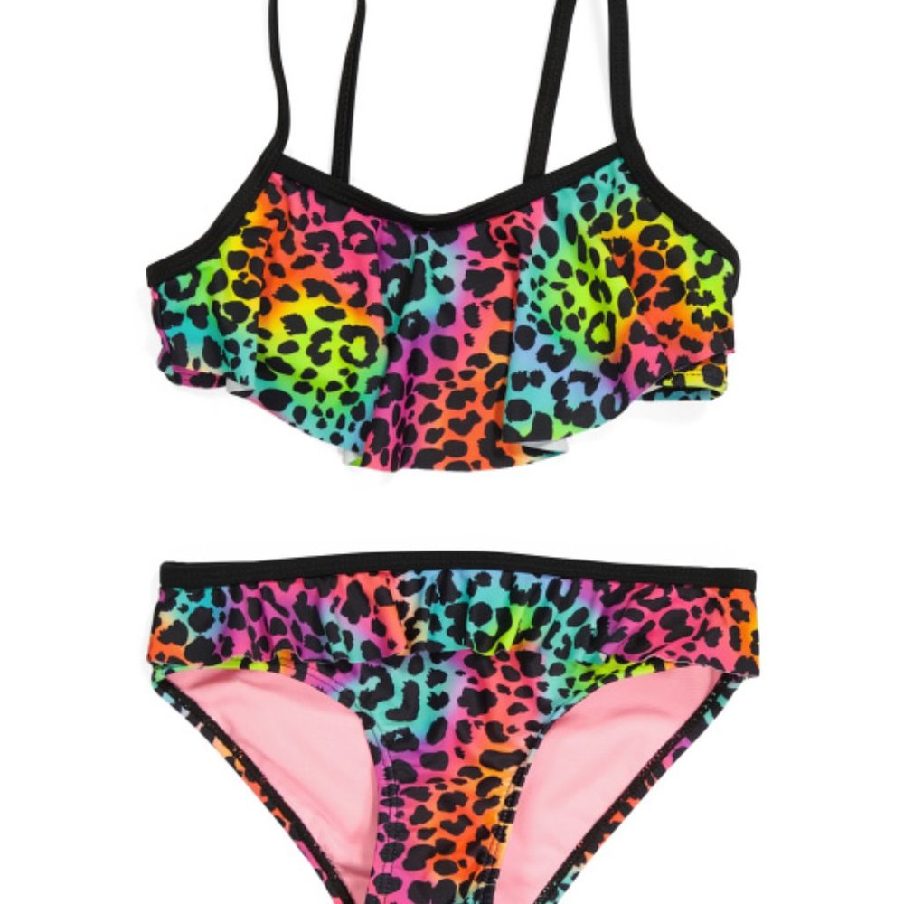 Limited Too Little Girls 2pc Upf 50 Cheetah Swimsuit NWT